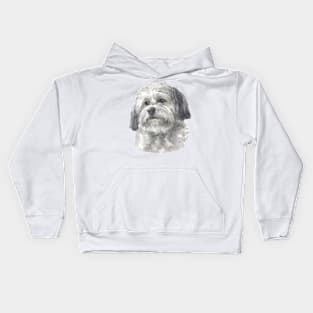 Sweet White Havanese Watercolor Art Kids Hoodie